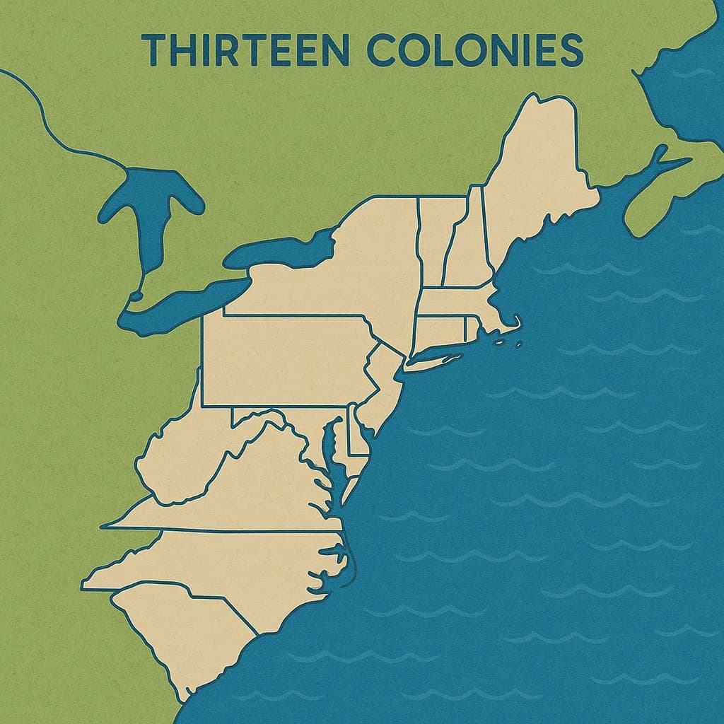 An ICONIX map of the Thirteen Colonies along the Atlantic coast